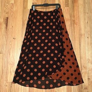 Maeve Black Brown Polka Dot Skirt Size Medium